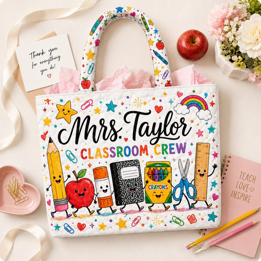 Personalized Teacher Tote Bag Classroom Crew Design for Educator Gift