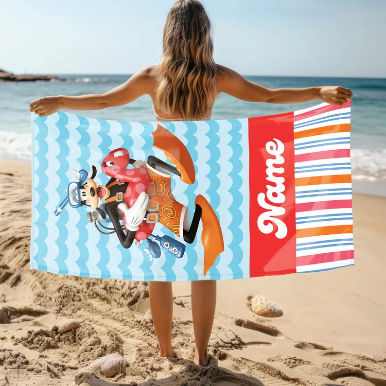 Personalized Disney Beach Towel Summer Vibe Gift for Kids