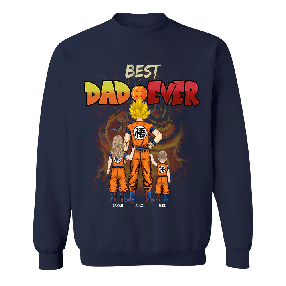 Personalized Best Dad Ever T-Shirt Custom Family Names Gift