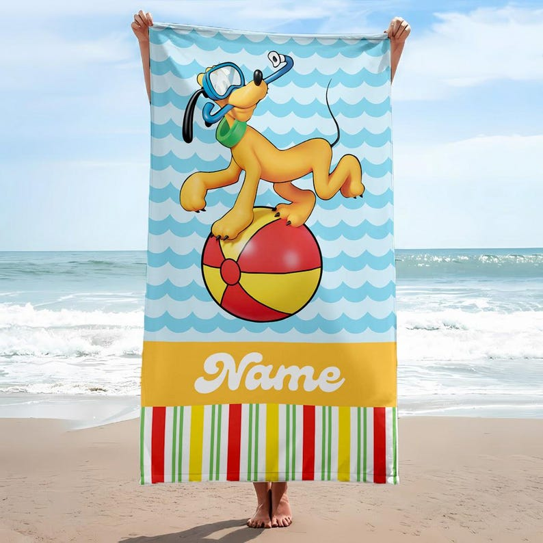 Personalized Disney Beach Towel Summer Vibe Gift for Kids