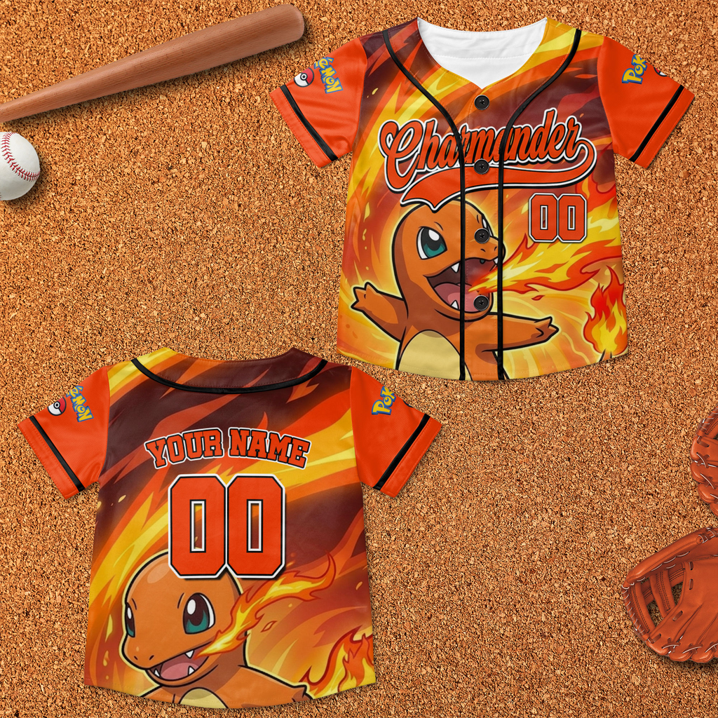 Custom Pokémon Baseball Jersey Personalized Gift for Kids - Anniversary Gift