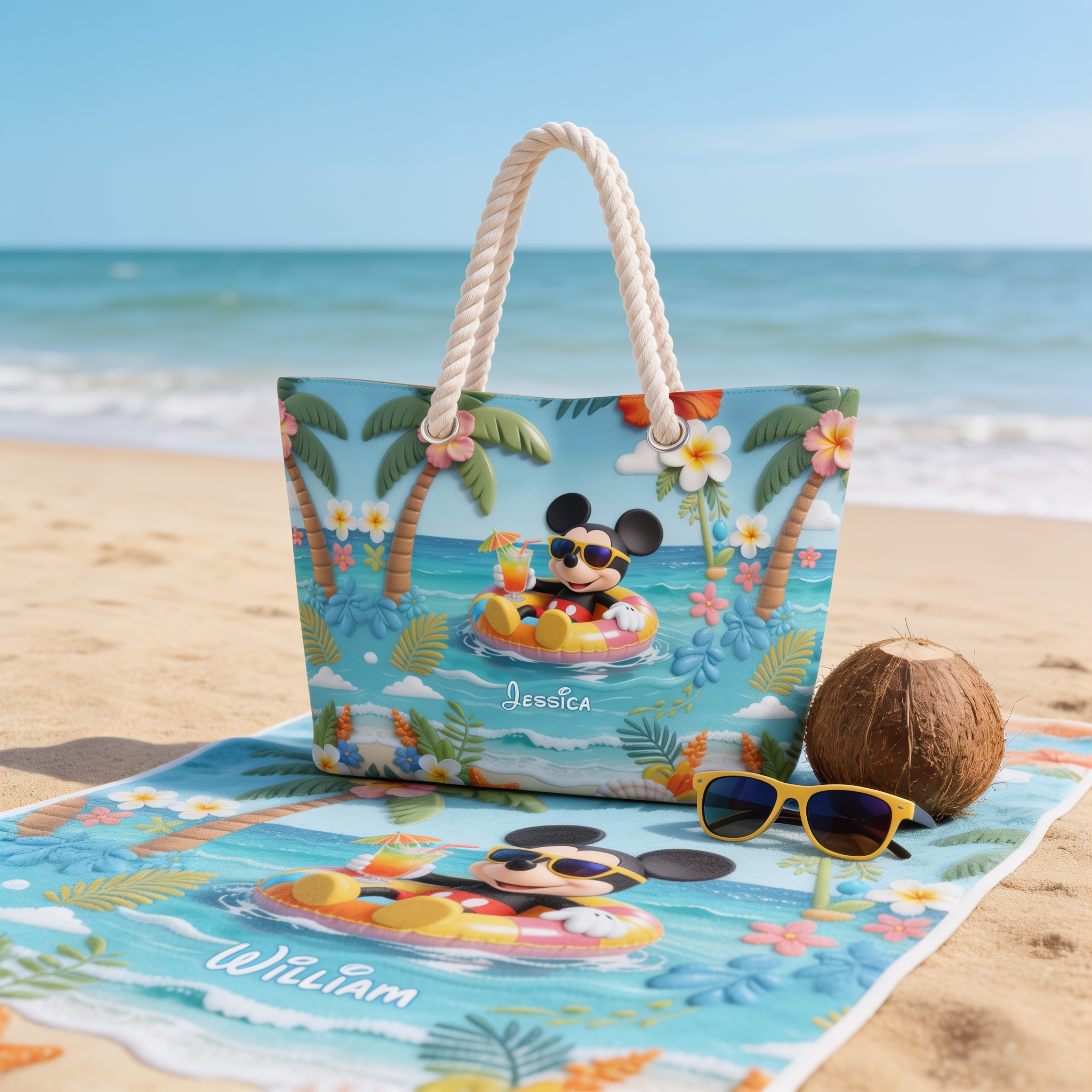 Personalized Beach Bag with Colorful Summer Design for Travelers
