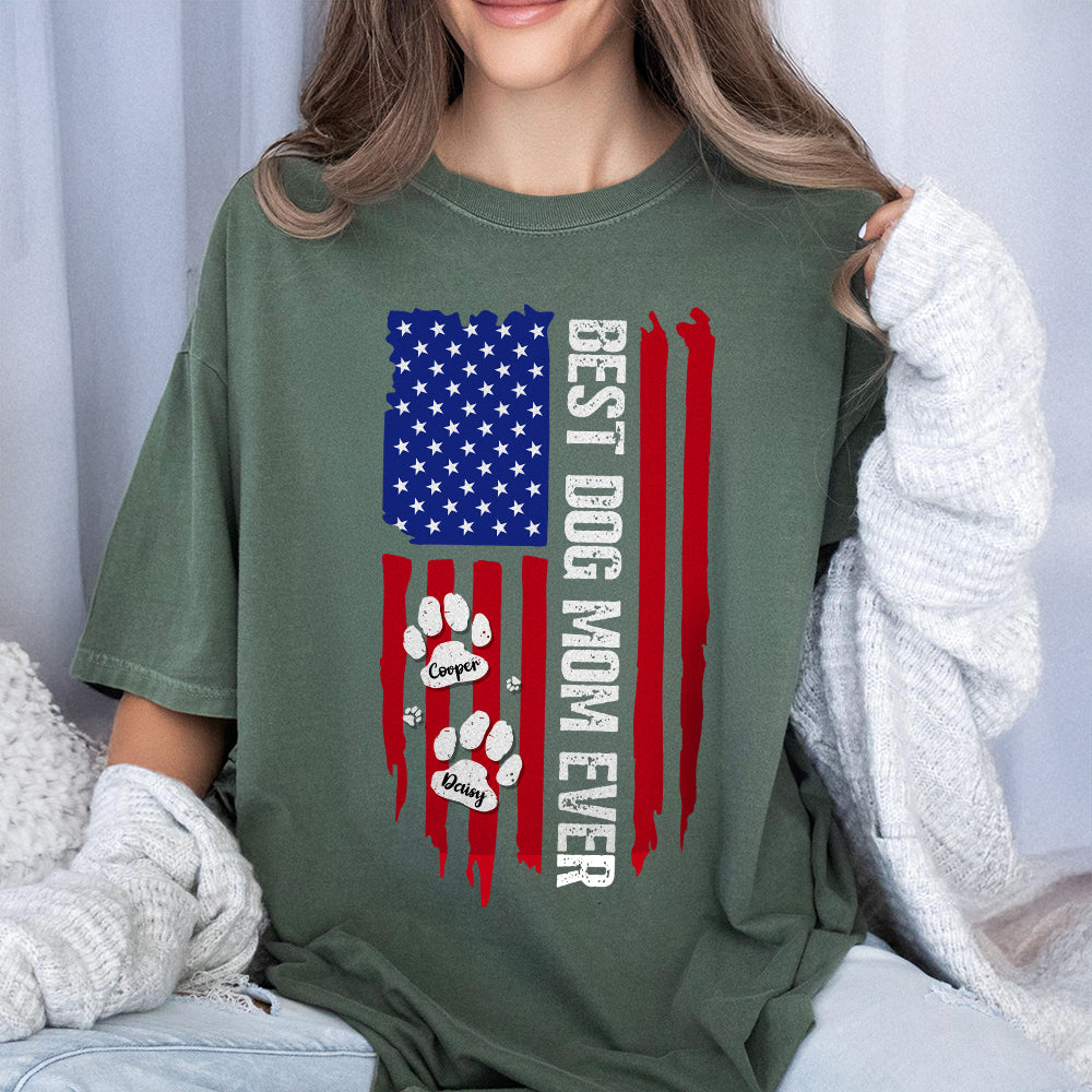 Personalized Dog Dad Comfort Shirt American Flag Gift Idea Comfort Shirt GradoCreations