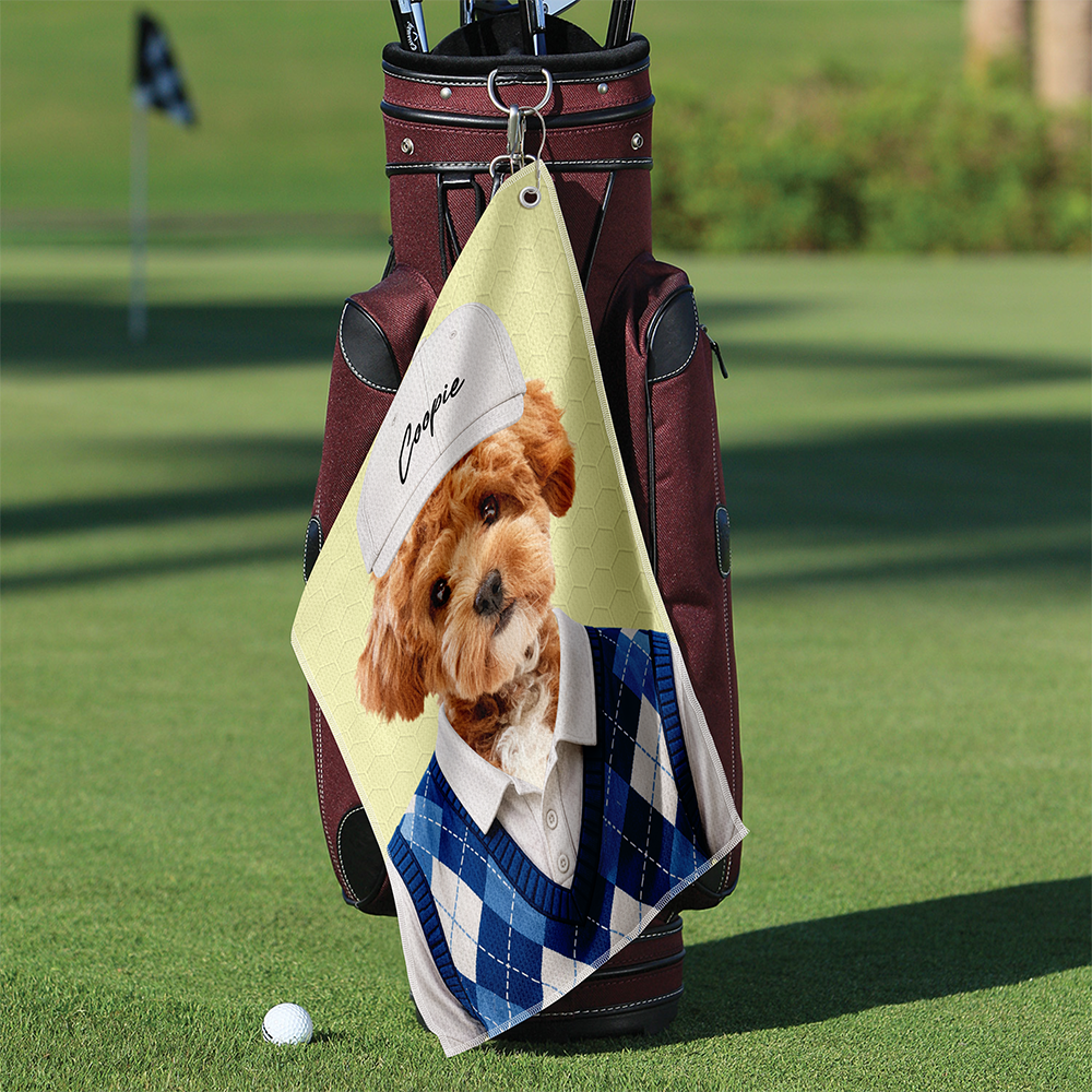 Custom Photo Golf Towel Personalized Gift for Dog Cat Dad Mom HN590 - Golf Towel GradoCreations