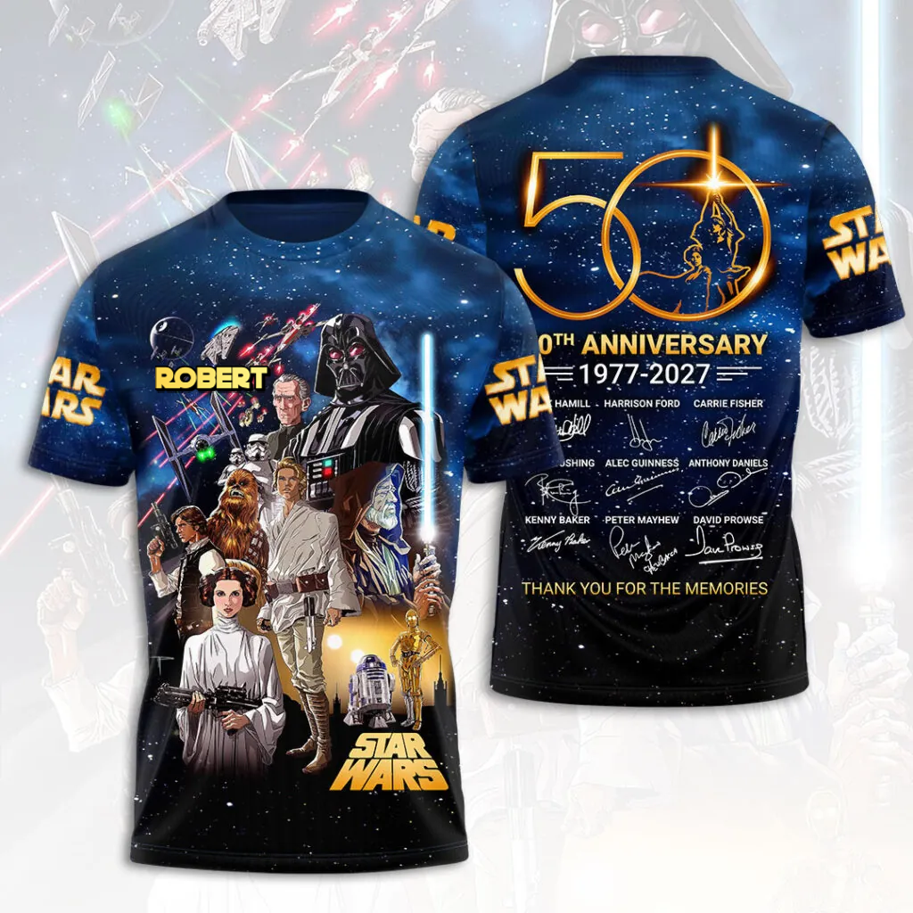 Personalized Star Wars 50th Anniversary All Over Shirt Gift for Movie Fans