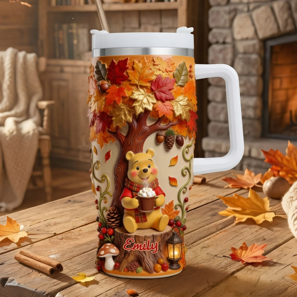 Personalized Fall Tumbler with Honey Bear Design Gift for Mom