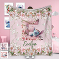 Personalized Floral Blanket with Character Design Gift for Daughter