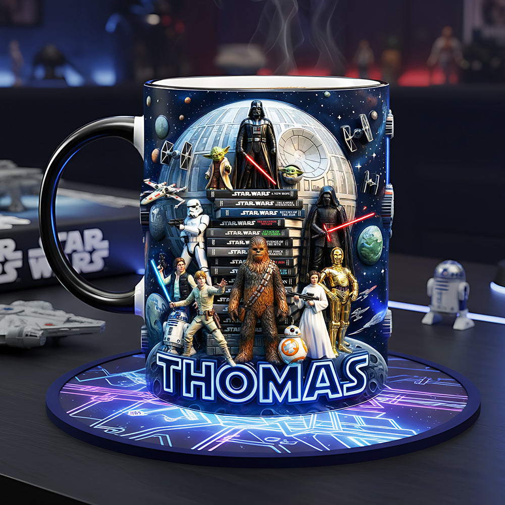 Personalized Galaxy Star Characters Mug Custom Name Gift for Movie Fans