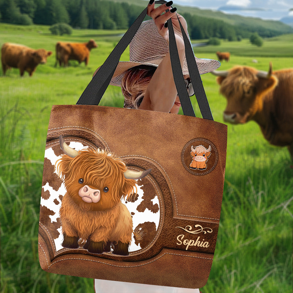 Personalized Highland Cow Tote Bag Unique Gift for Farmers