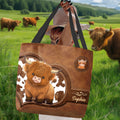 Personalized Highland Cow Tote Bag Unique Gift for Farmers