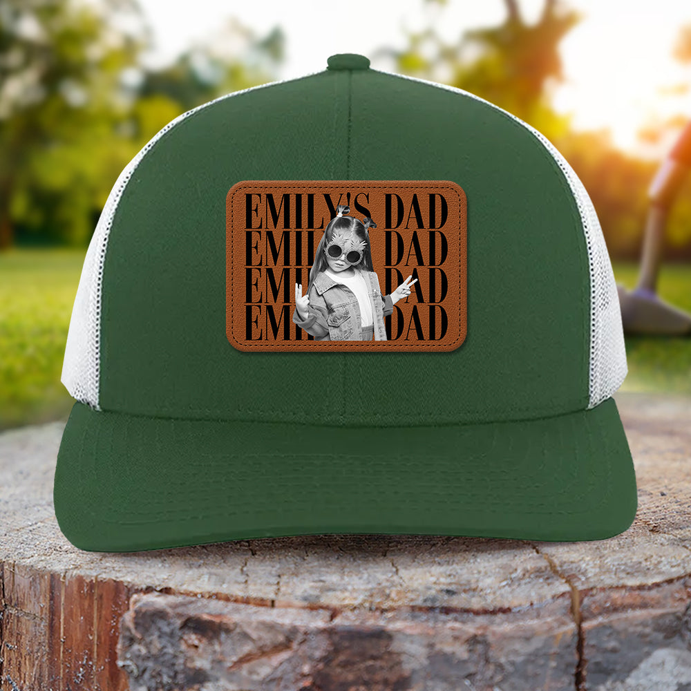 Personalized Vintage Photo Leather Patch Cap Gift for Dad HN590 - Leather Patch Hat GradoCreations