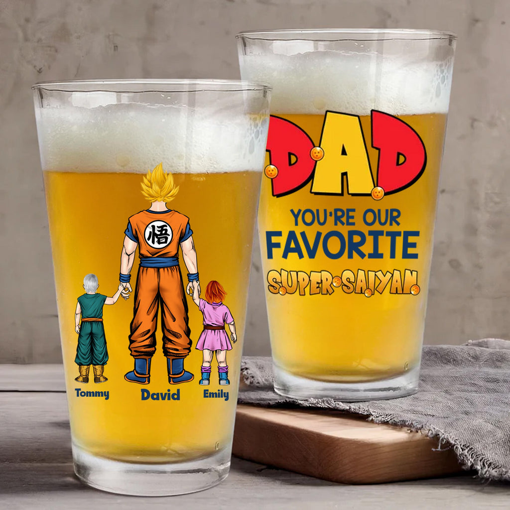 Personalized Beer Glass for Dad with Saiyan Design - Custom Gift Beer Glass GradoCreations