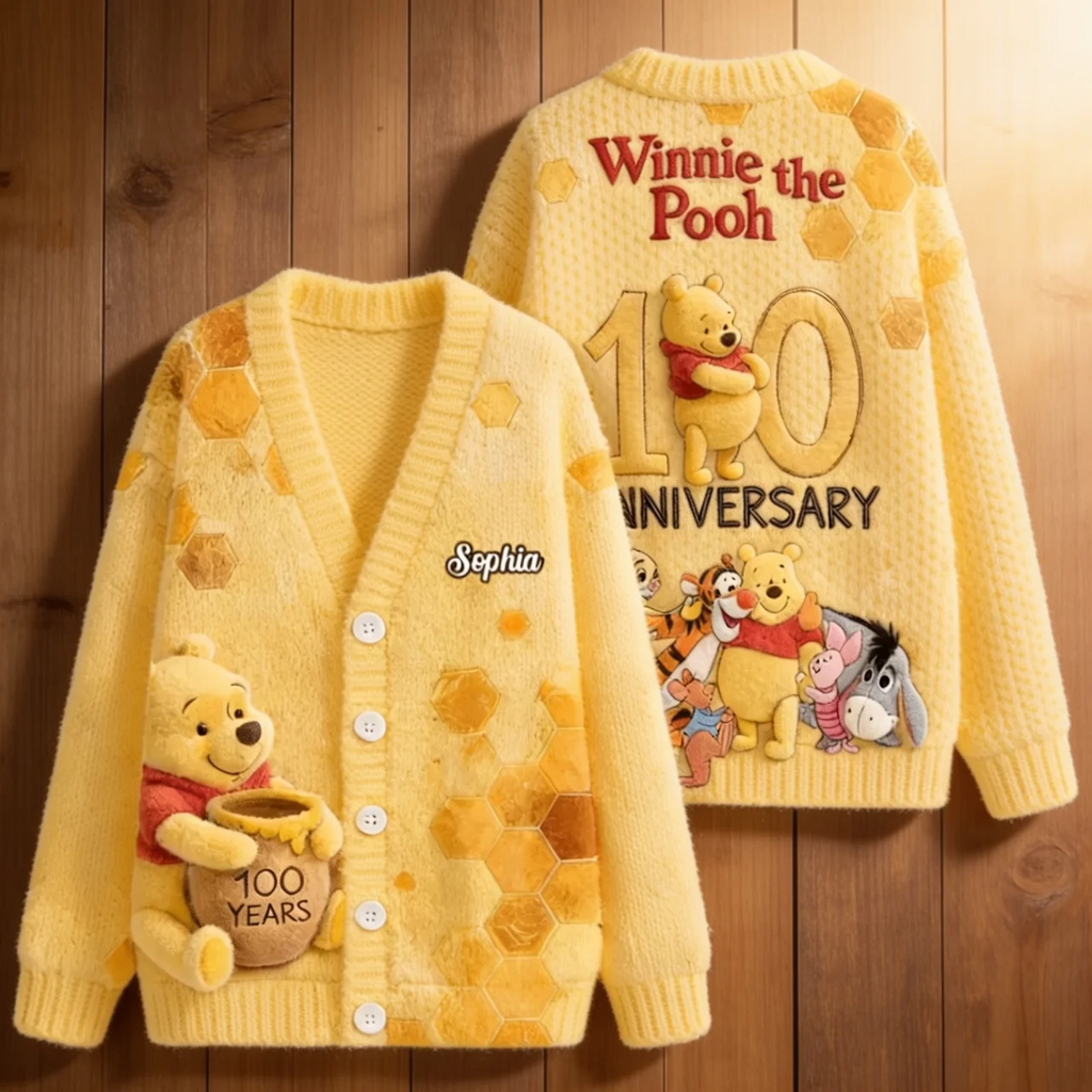 Personalized Winnie the Pooh Cardigan Custom Name Gift for Her Cardigan GradoCreations