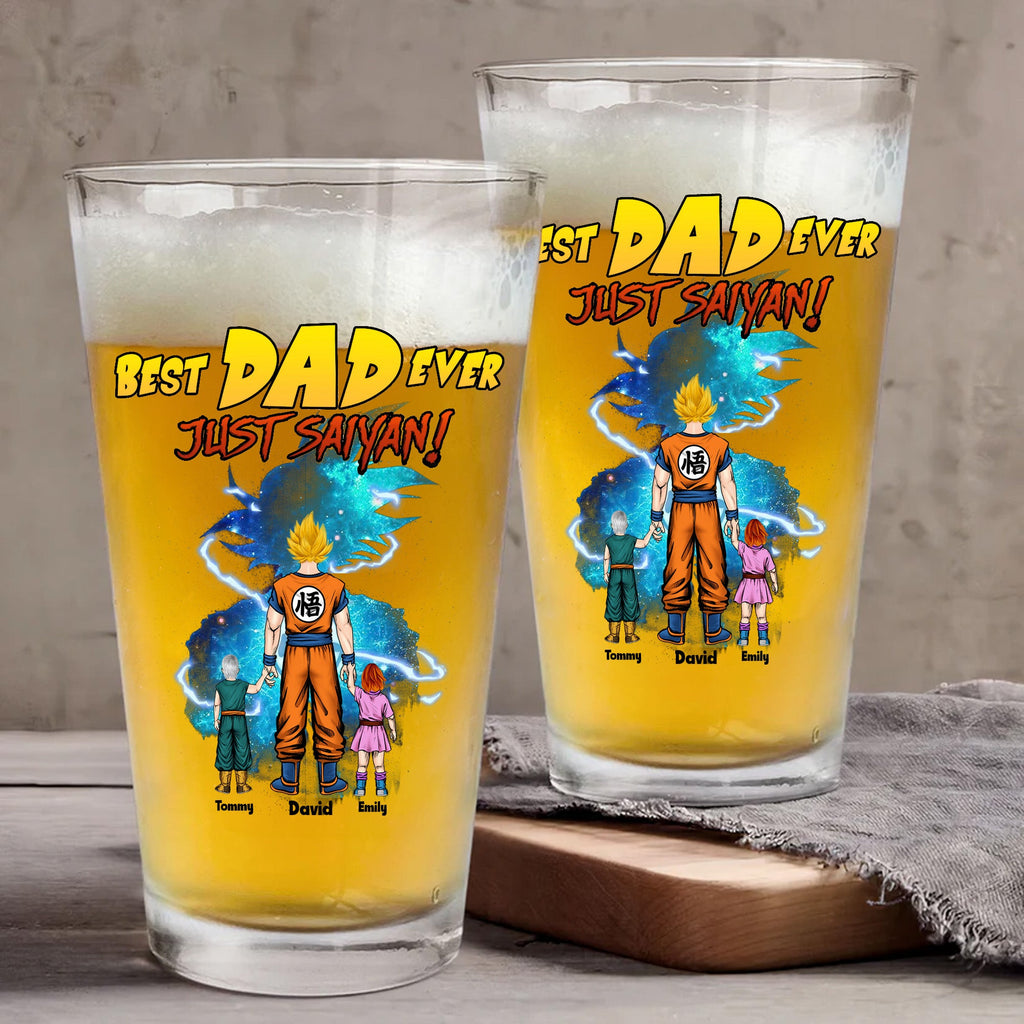 Personalized Beer Glass with Saiyan Design for Dad Gift Beer Glass GradoCreations