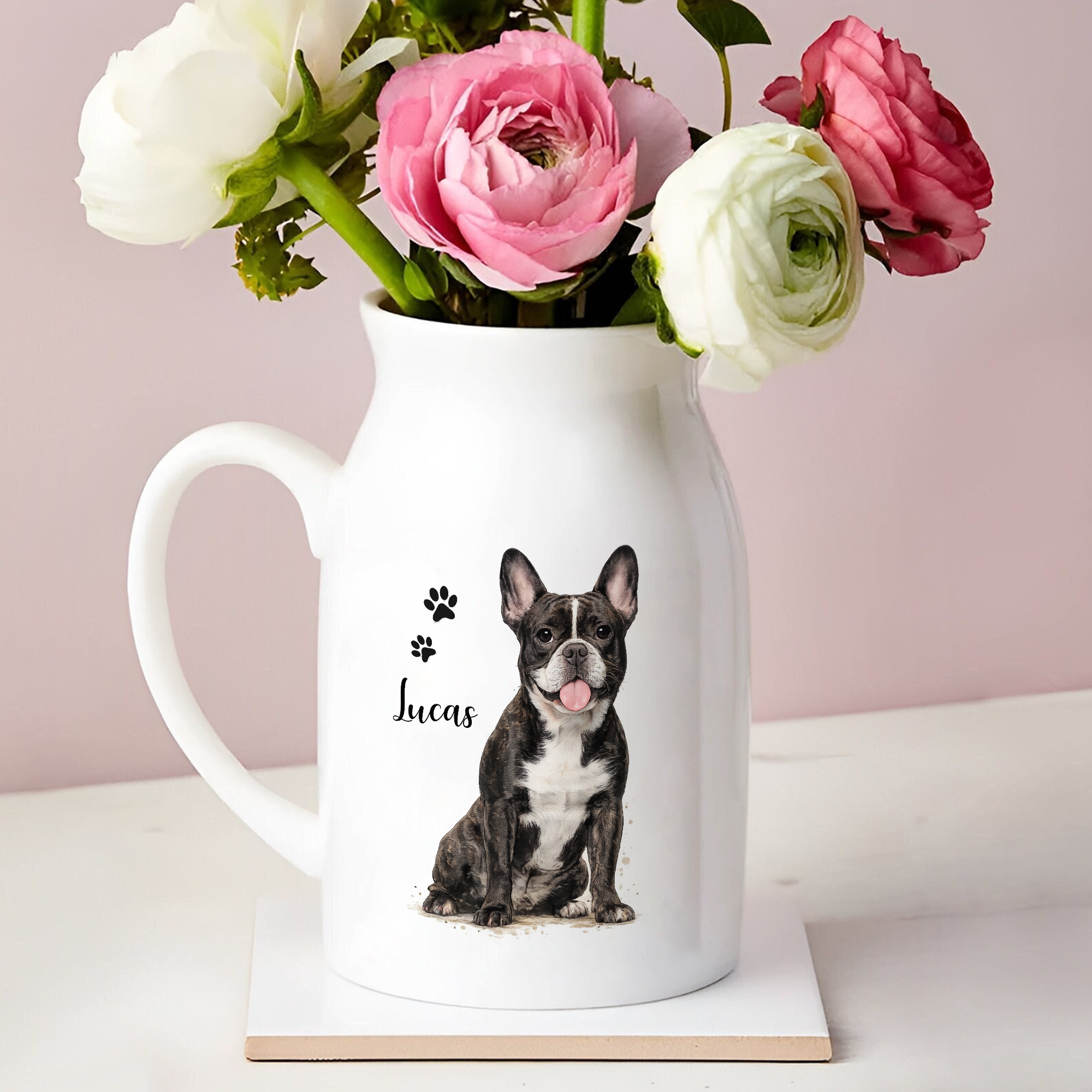 Personalized Pet Watercolor Ceramic Flower Vase Gift for Dog/Cat Lovers HN590 - Bloom Vase fix GradoCreations