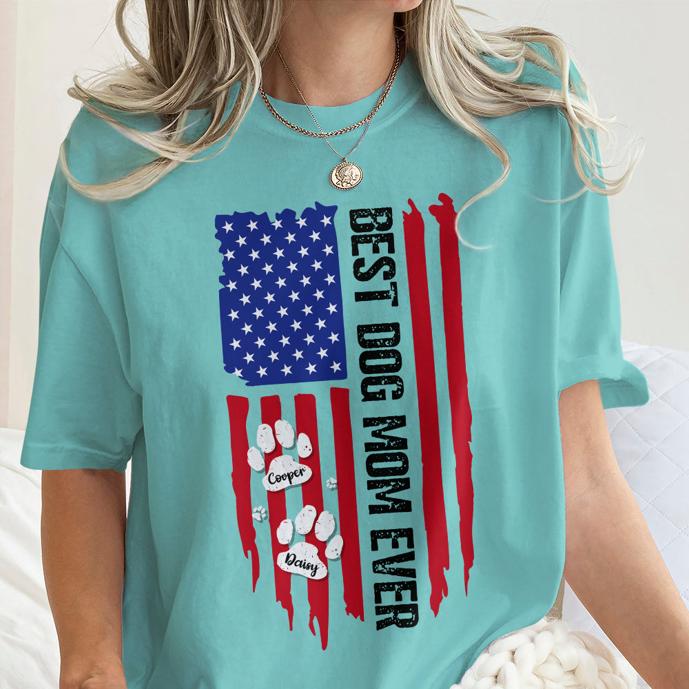 Personalized Dog Dad Comfort Shirt American Flag Gift Idea Comfort Shirt GradoCreations