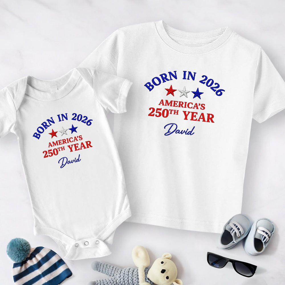 Personalized Baby Onesie Custom Name 250th Birthday Gift HN590 - Baby Shirt GradoCreations