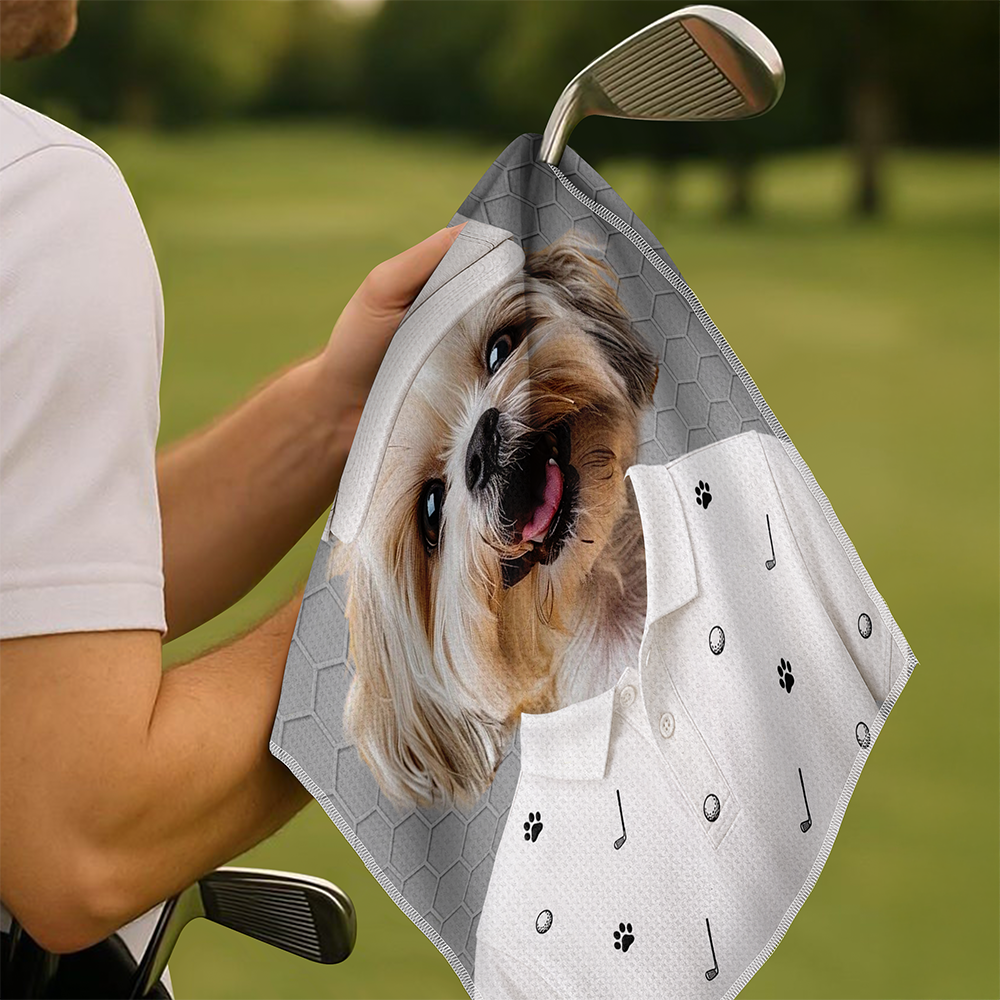 Custom Photo Golf Towel Personalized Gift for Dog Cat Dad Mom HN590 - Golf Towel GradoCreations