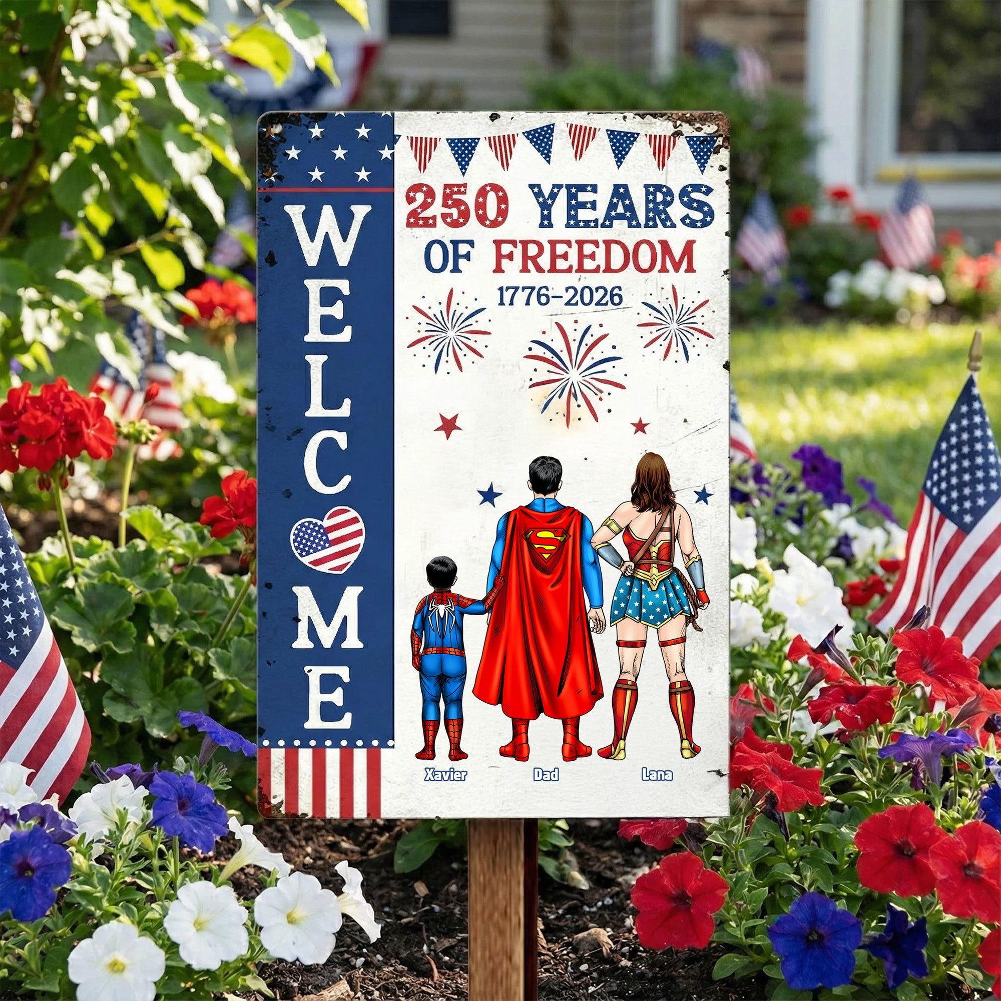 Personalized Super Hero Welcome Metal Sign Patriotic Gift for Family Metal Sign GradoCreations