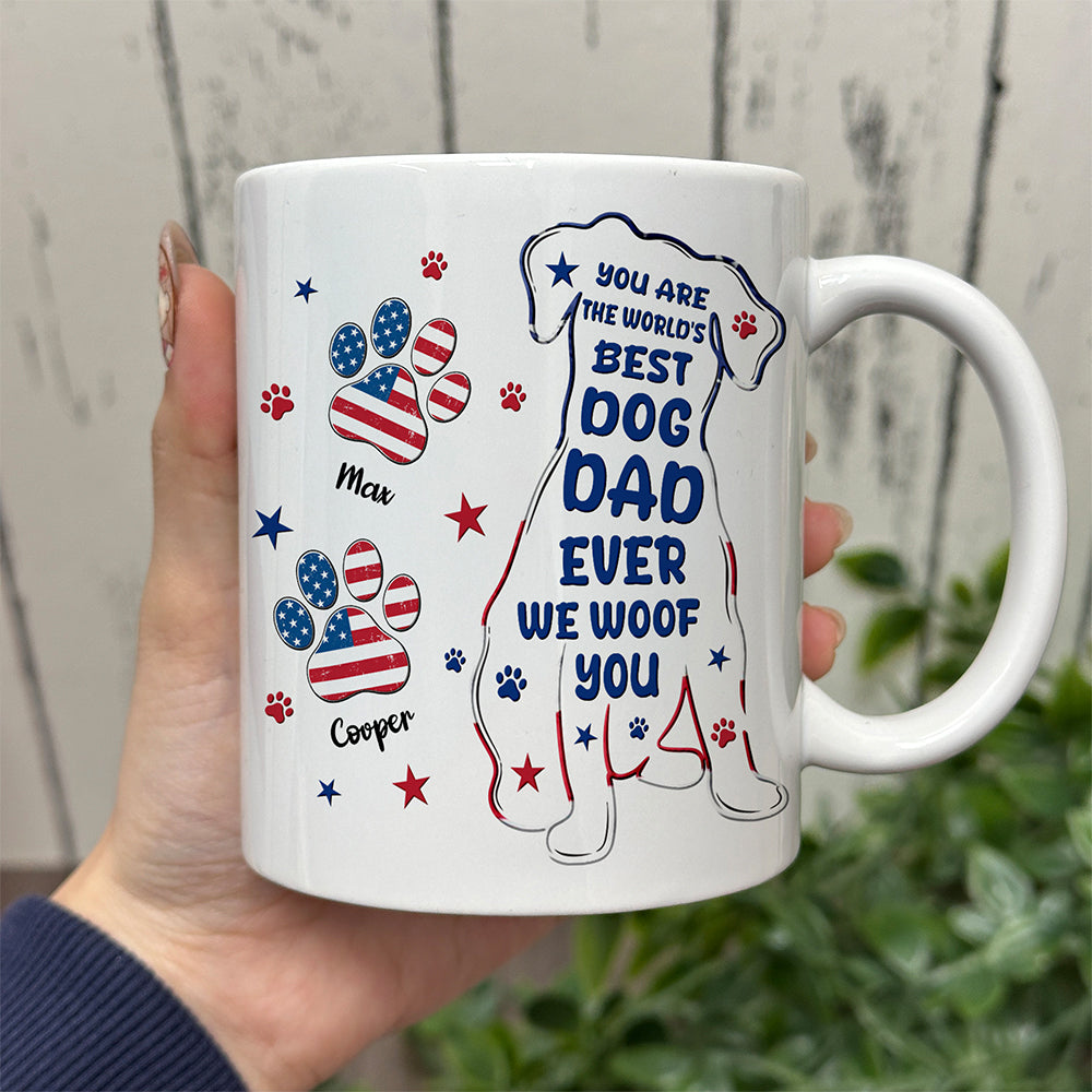 Personalized Dog Dad Mug American Flag Gift for Dog Lover HN590 - mug GradoCreations