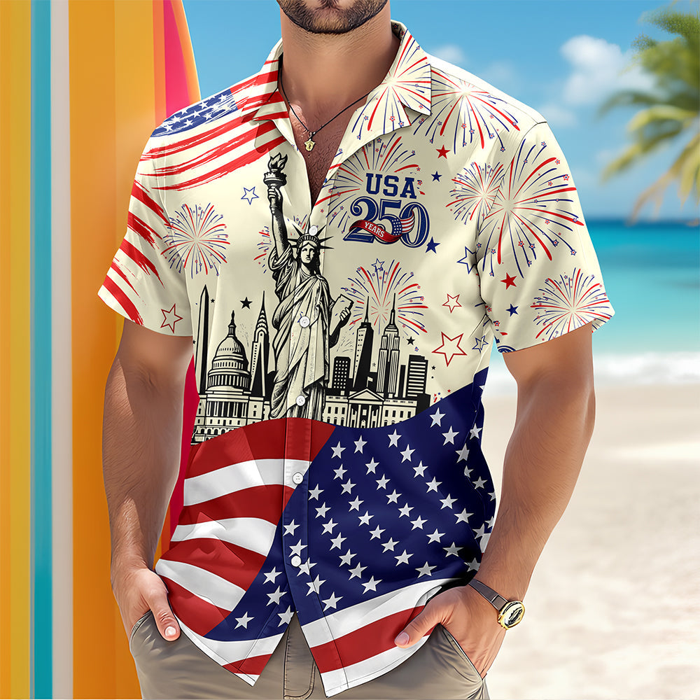 Personalized Statue of Liberty Hawaiian Shirt 4th of July Gift HN590 - AOP Hawai Shirt GradoCreations