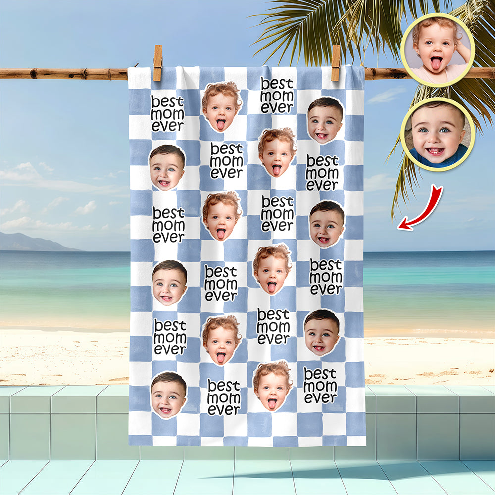 Personalized Beach Towel Custom Photo Best Dad Ever Gift HN590 - Beach Towels GradoCreations