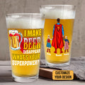 Personalized Superhero Beer Glass Custom Name Gift for Dad