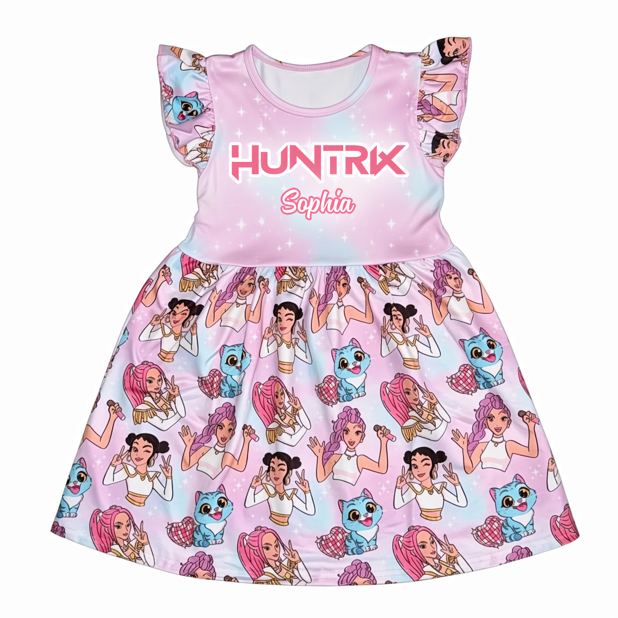 Personalized Fantasy Girl Dress for Kids with Custom Name Gift for Daughter Kid Dress GradoCreations