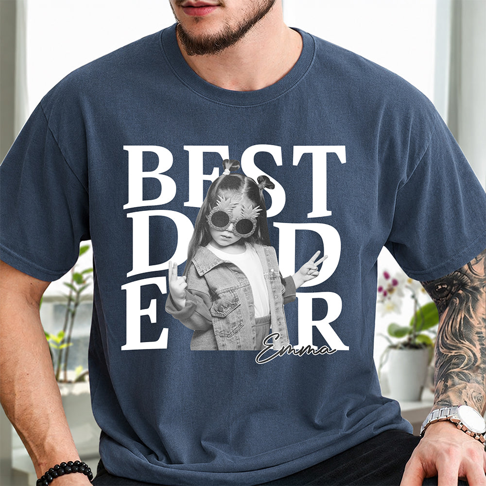 Personalized Photo Shirt Best Dad Ever Gift for Father's Day Comfort Shirt GradoCreations
