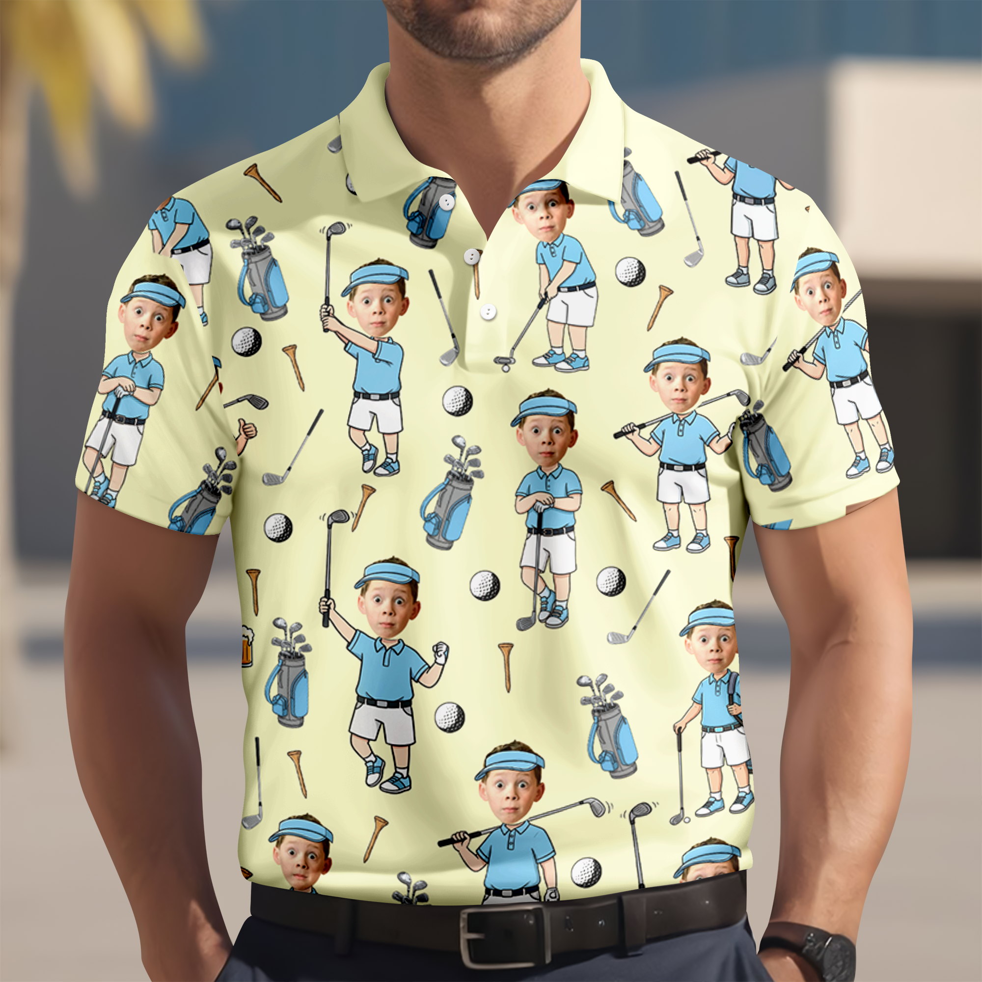 Personalized Photo Golf Polo Shirt Custom Gift for Dad HN590 - Men's Polo Shirt GradoCreations