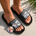 Personalized Photo Slide Sandals Custom Gift for Dad Mom HN590 - Slide Sandals GradoCreations