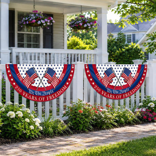 Personalized 250 Years of Freedom America Flag Family Gift for 4th of July HN590 - Non-Pleated Fan Flag GradoCreations