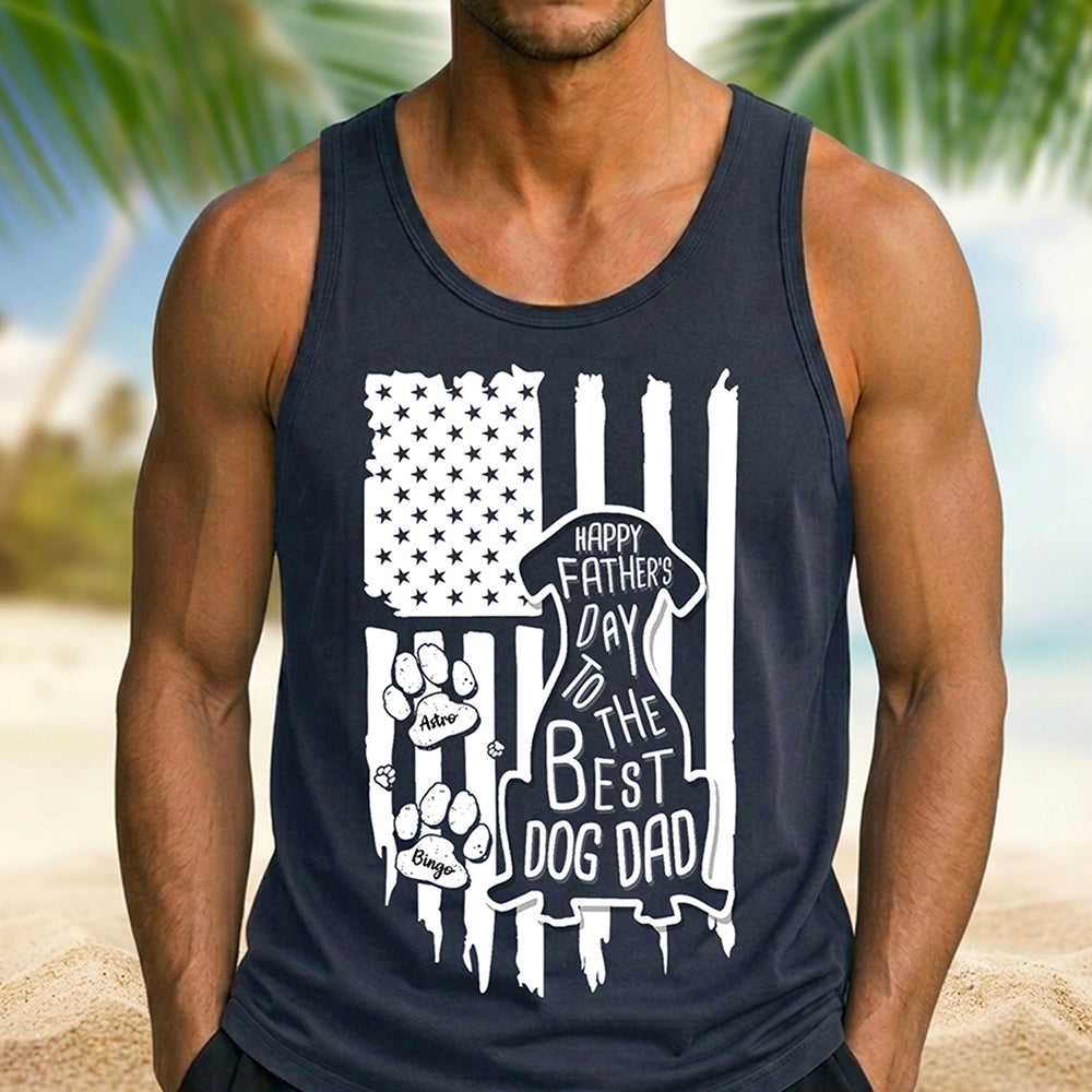 Personalized Dog Dad Tank Top Custom Father's Day Gift HN590 - 3D Tanktop GradoCreations