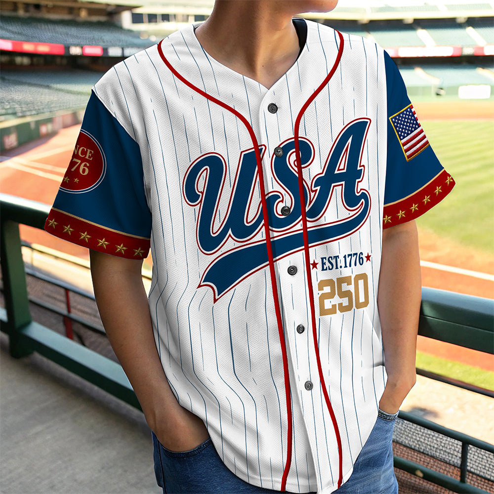 Personalized USA 250 Baseball Jersey Shirt Custom Name Gift for 4th of July Jersey Baseball Shirt GradoCreations