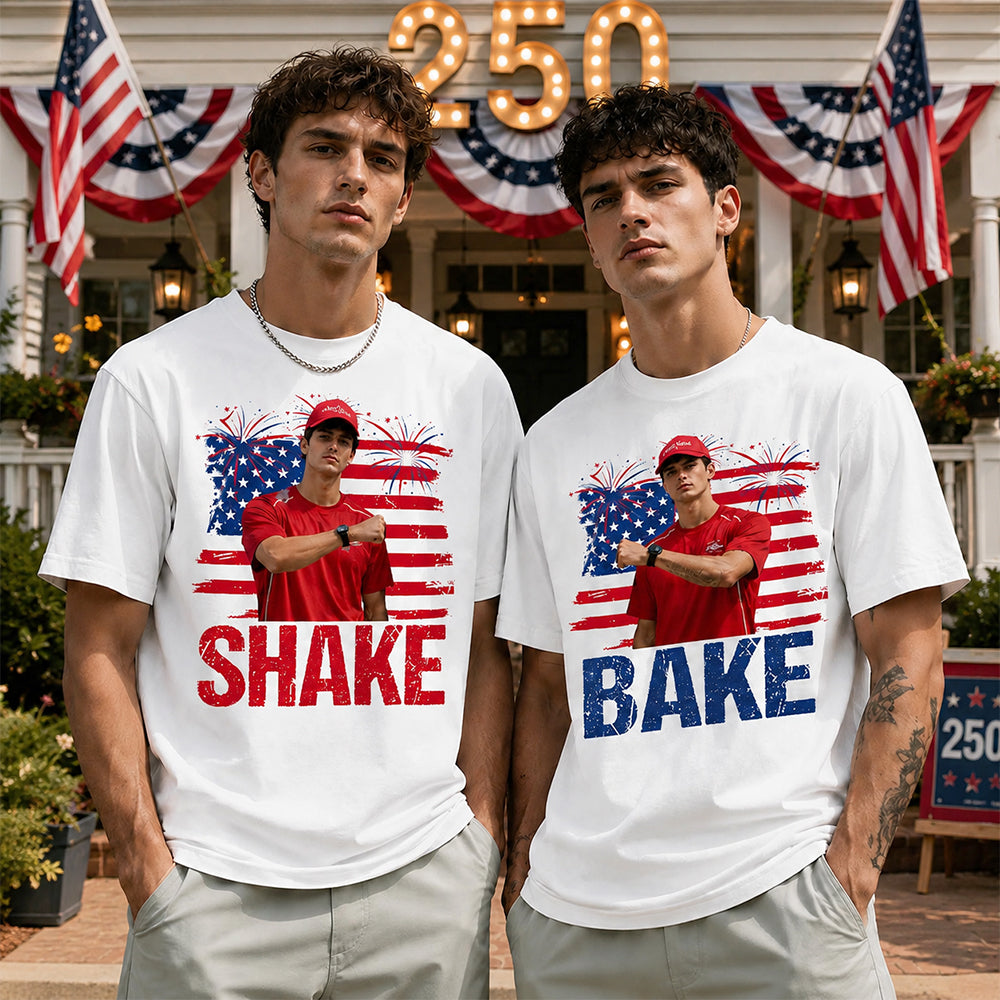 Personalized Photo Comfort Shirt American Flag Gift for Dad Comfort Shirt GradoCreations