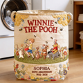 Personalized Quilted Laundry Basket Cute Winnie the Pooh Gift for Mom Quilted Laundry Basket GradoCreations