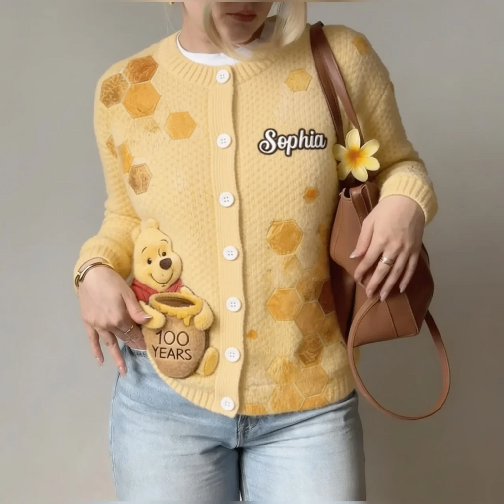 Personalized Winnie the Pooh Cardigan Custom Name Gift for Her Cardigan GradoCreations