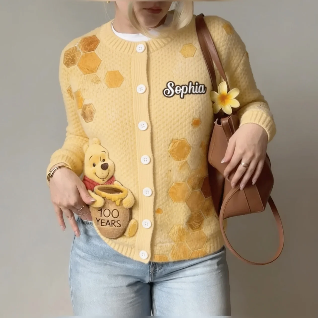 Personalized Winnie the Pooh Cardigan Custom Name Gift for Her Cardigan GradoCreations
