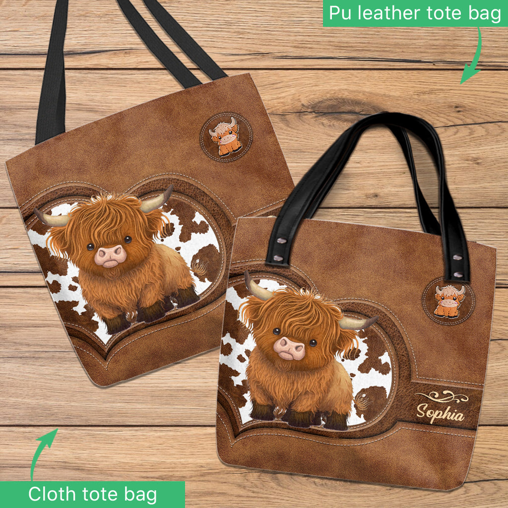 Personalized Highland Cow Tote Bag Unique Gift for Farmers
