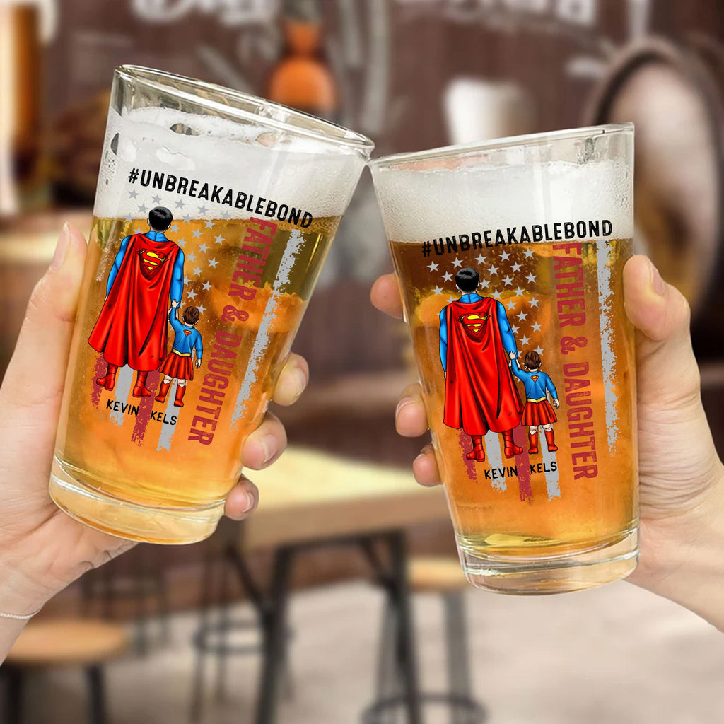 Personalized Beer Glass for Dad & Daughter Unbreakable Bond Gift Beer Glass GradoCreations
