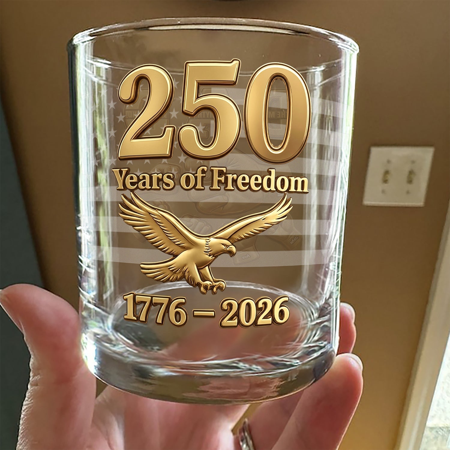 Personalized Whiskey Glass Custom Name Gift for Dad 250 Years of Freedom HN590 - Print Rock Glass GradoCreations