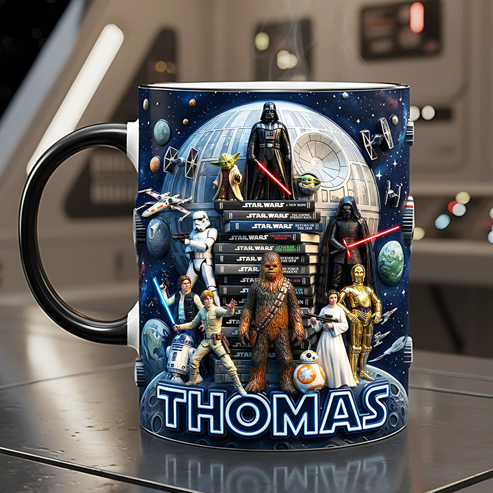 Personalized Galaxy Star Characters Mug Custom Name Gift for Movie Fans