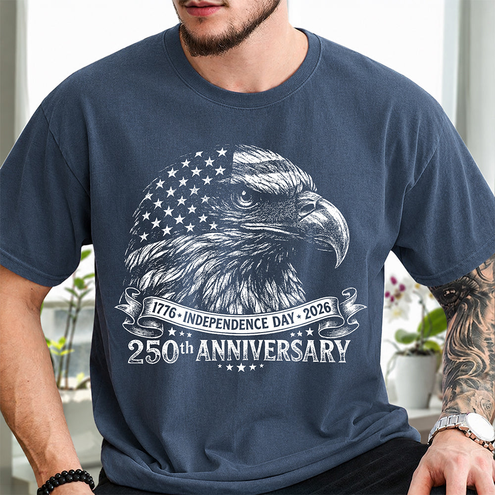 Personalized Vintage Bald Eagle Independence Day Comfort Shirt for Dad Comfort Shirt GradoCreations