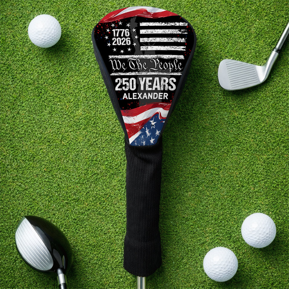 Personalized Golf Club Head Cover USA 250th Birthday Gift for Dad HN590 - Golf Club Head Cover GradoCreations