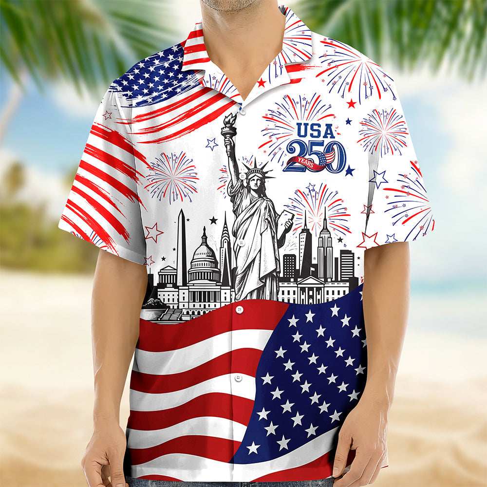 Personalized Statue of Liberty Hawaiian Shirt 4th of July Gift HN590 - AOP Hawai Shirt GradoCreations