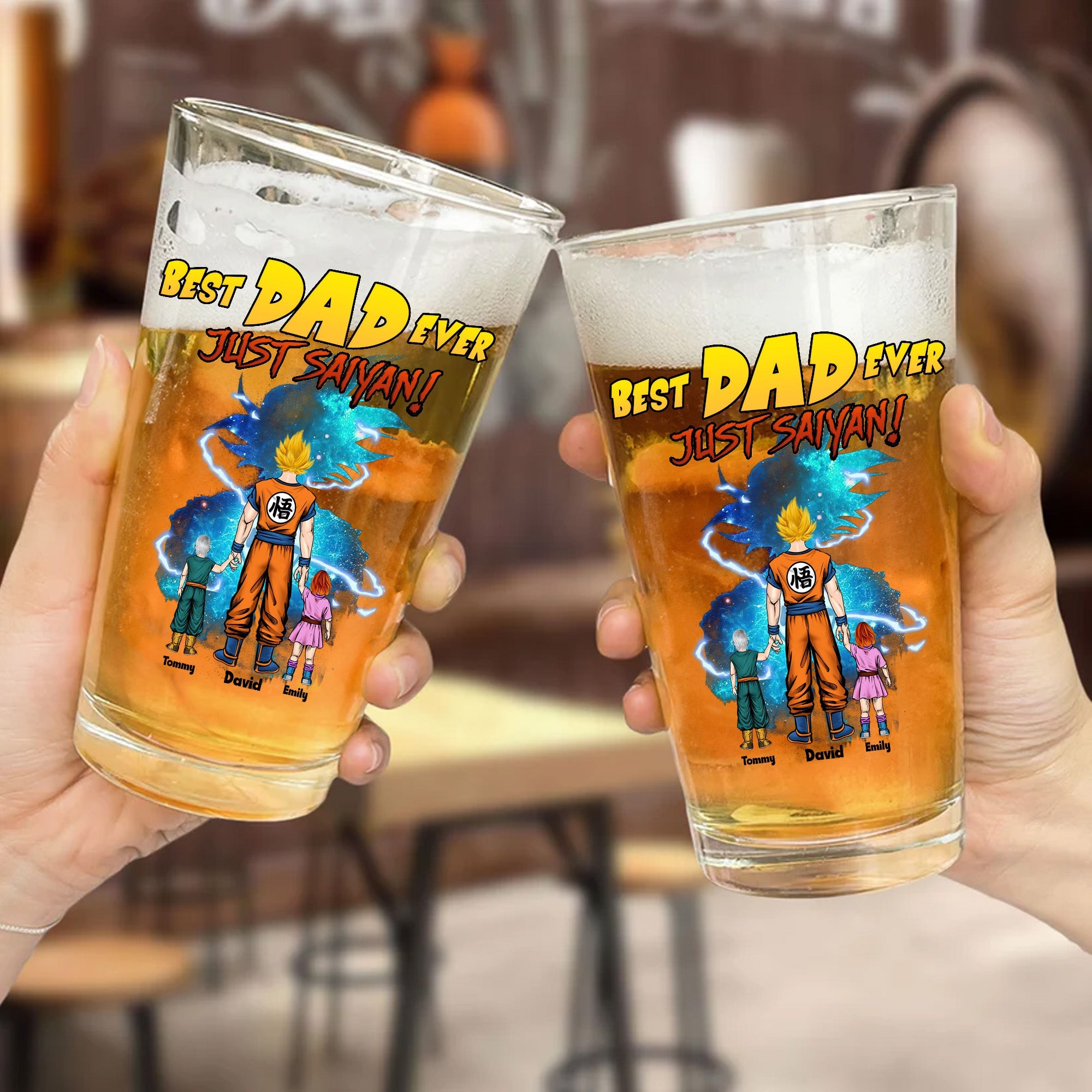 Personalized Beer Glass with Saiyan Design for Dad Gift Beer Glass GradoCreations