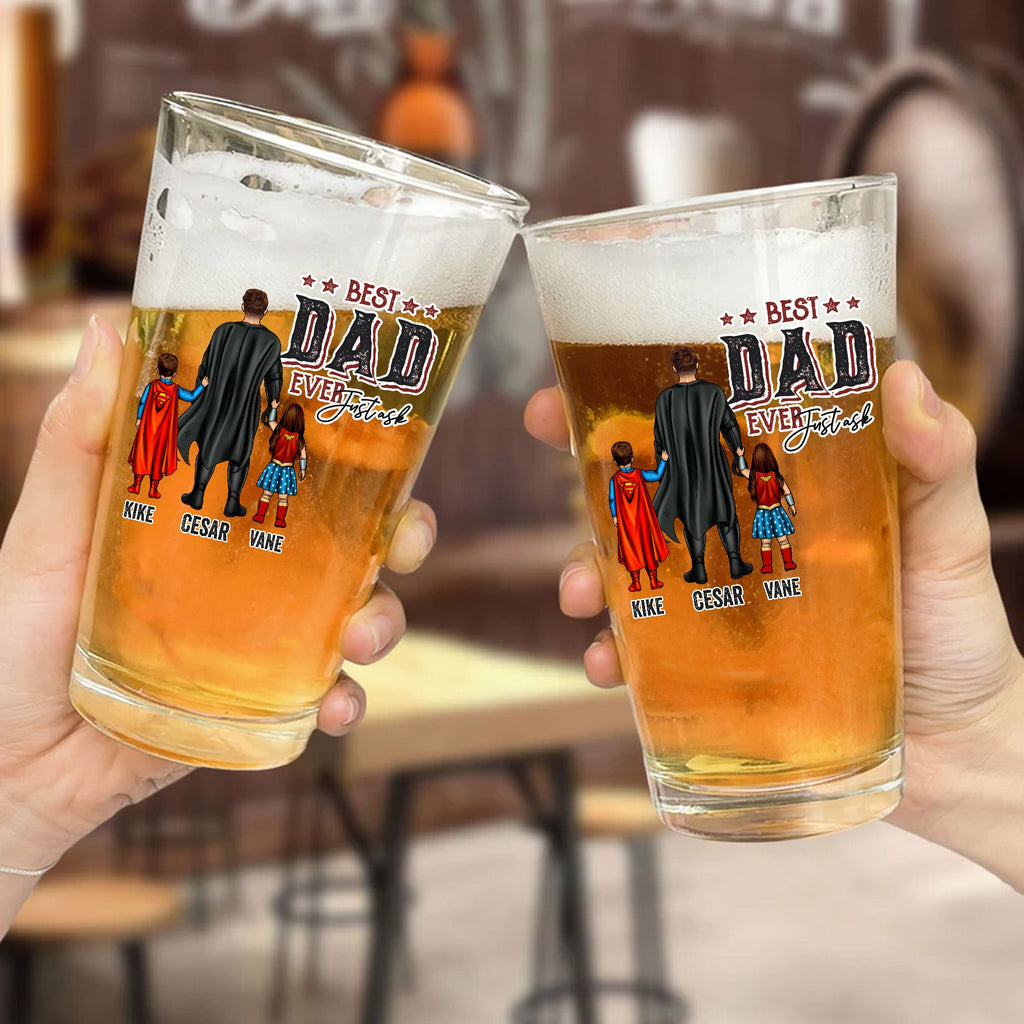 Personalized Superhero Beer Glass Best Dad Ever Gift for Him Beer Glass GradoCreations
