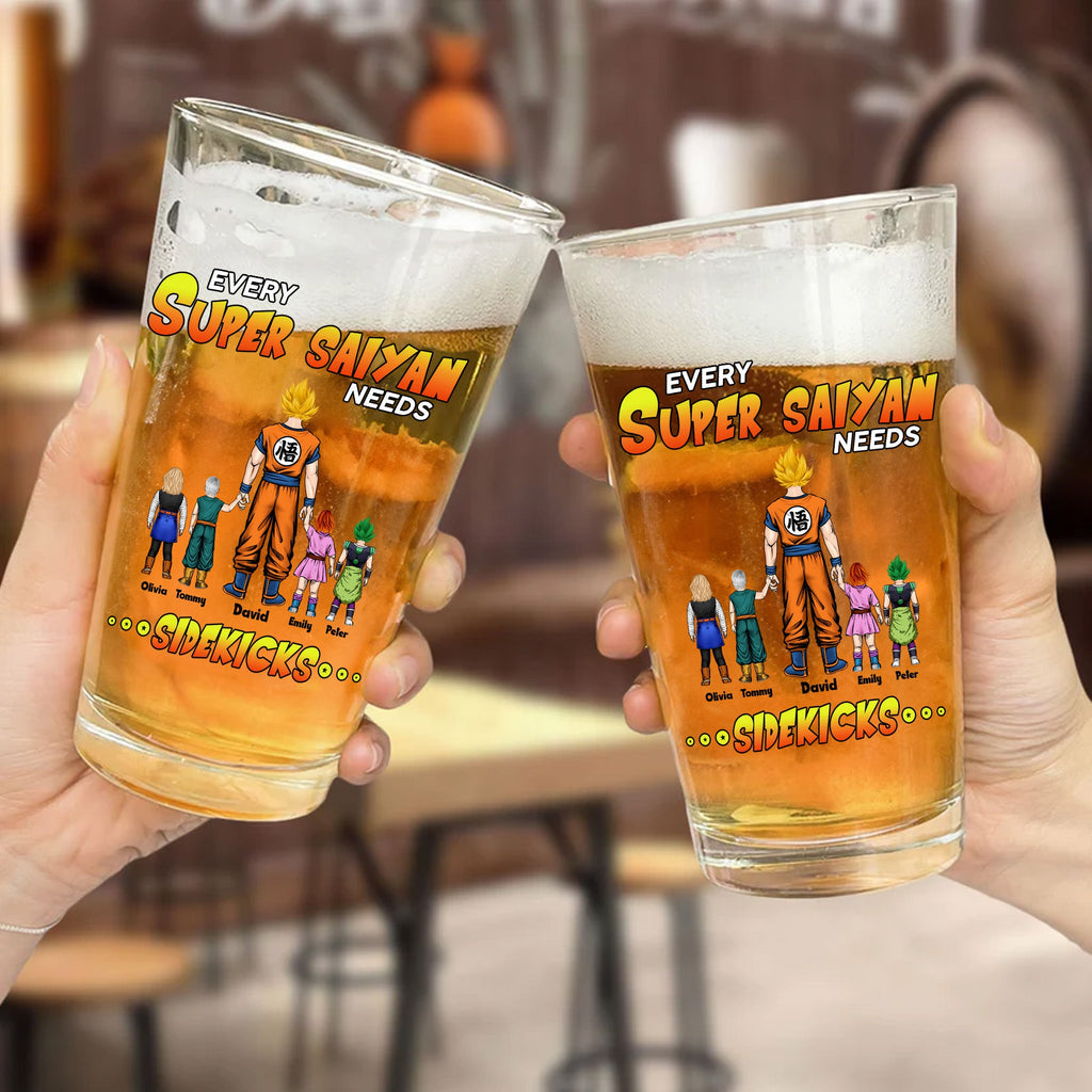 Personalized Super Saiyan Beer Glass Custom Name Gift for Dad Beer Glass GradoCreations