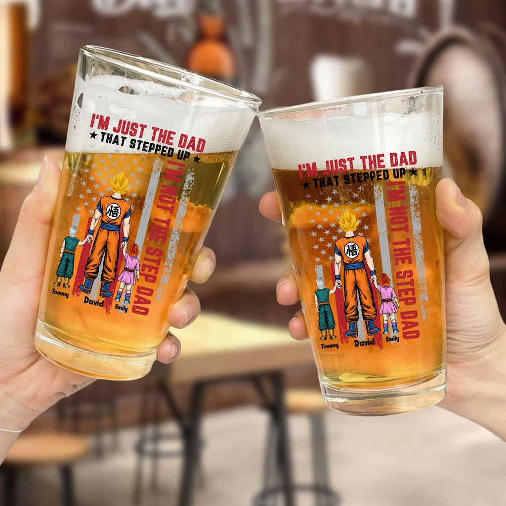 Personalized Beer Glass I'm Just The Dad That Stepped Up Gift for Father's Day Beer Glass GradoCreations