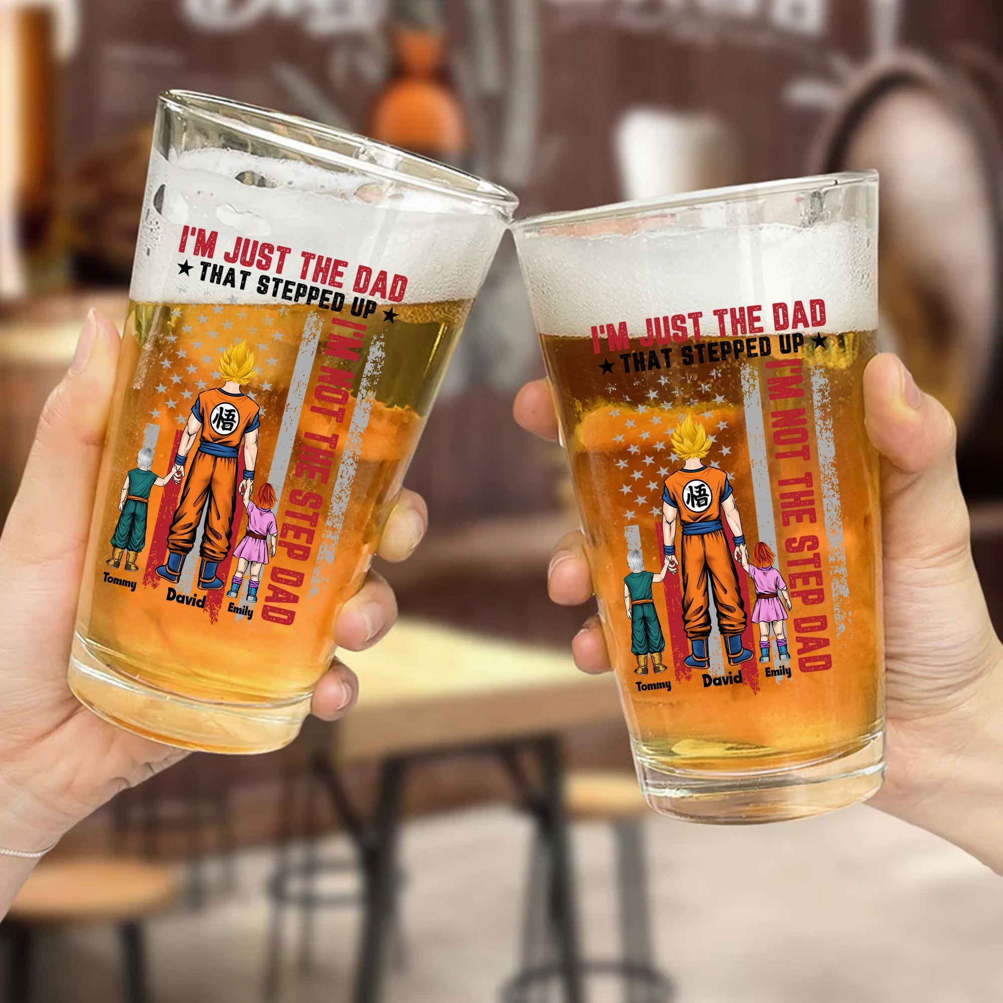 Personalized Beer Glass I'm Just The Dad That Stepped Up Gift for Father's Day Beer Glass GradoCreations